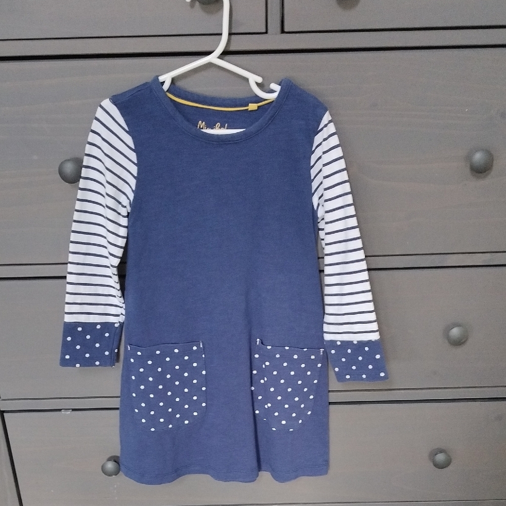 Mini Boden Blue and White Striped Kids Dress